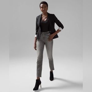 White House Black Market Women’s Black Marble High-Rise Straight Jeans Size 6